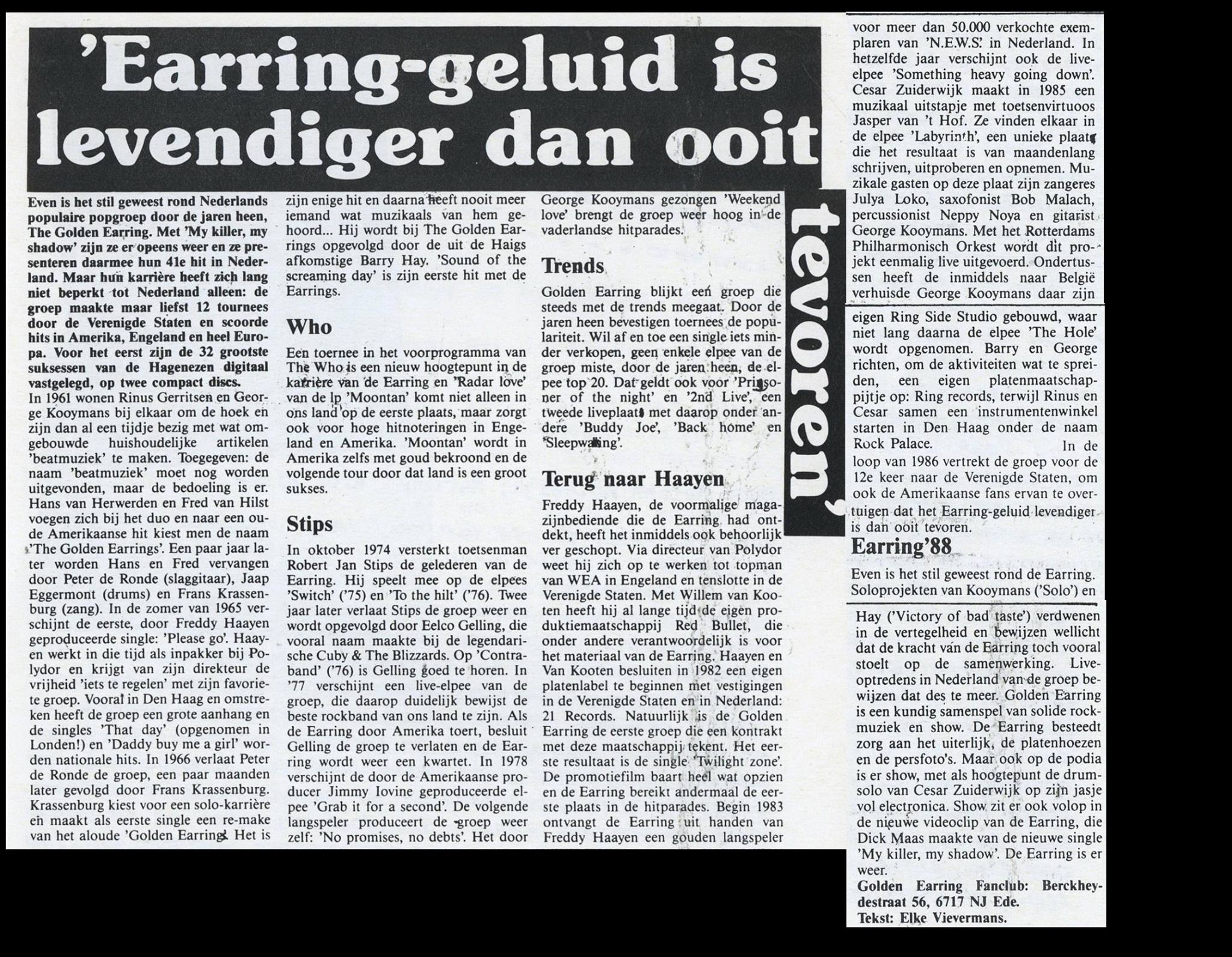 Golden Earring article Earring-geluid is levendiger dan ooit